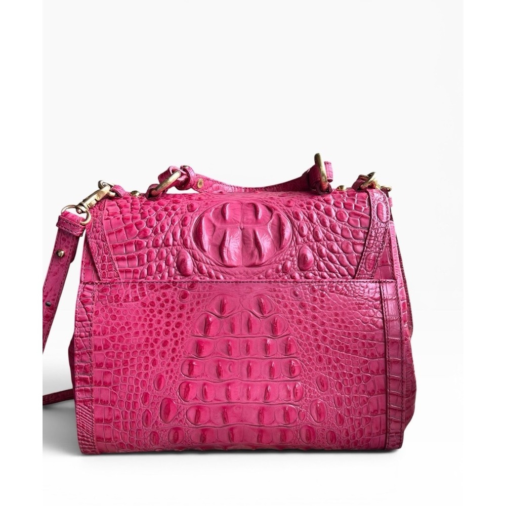 Brahmin Phoebe Taffeta Melbourne Pink Croc Embossed Crossbody Satchel STUNNING - Picture 5 of 16